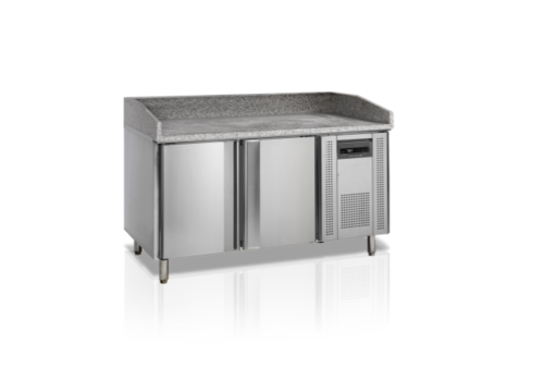  HorecaTraders Stainless steel pizza table | 2 doors | 400x600 mm 
