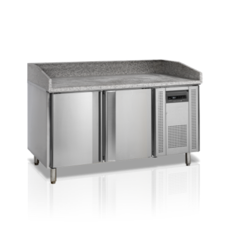  HorecaTraders Stainless steel pizza table | 2 doors | 400x600 mm 