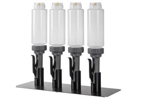  Bereila Pompe à dosettes | 710 ml | Lot de 4 distributeurs avec 4 bouteilles de sauce 