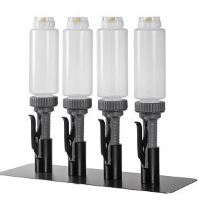 Pompe à dosettes | 710 ml | Lot de 4 distributeurs avec 4 bouteilles de sauce