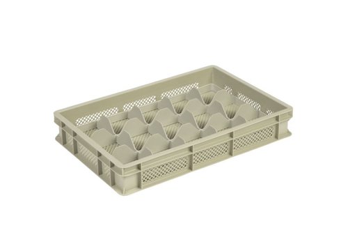  HorecaTraders Beige Kunststof krat | L60xB40xH10 cm | MAX. hoogte glazen 8cm | 4 formaten 