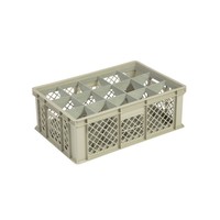 Beige plastic crate with 15 compartments | 60x40x22 | 4 Formats