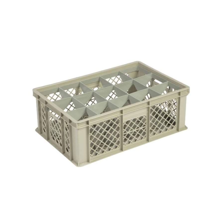 Beige plastic crate with 15 compartments | 60x40x22 | 4 Formats