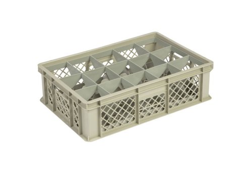  HorecaTraders Beige Plastic crate | L60xW40xH17 cm | MAX. height glasses 1.35cm | 4 sizes 