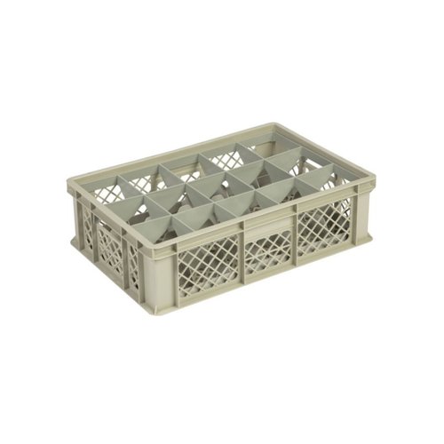  HorecaTraders Beige Plastic crate | L60xW40xH17 cm | MAX. height glasses 1.35cm | 4 sizes 