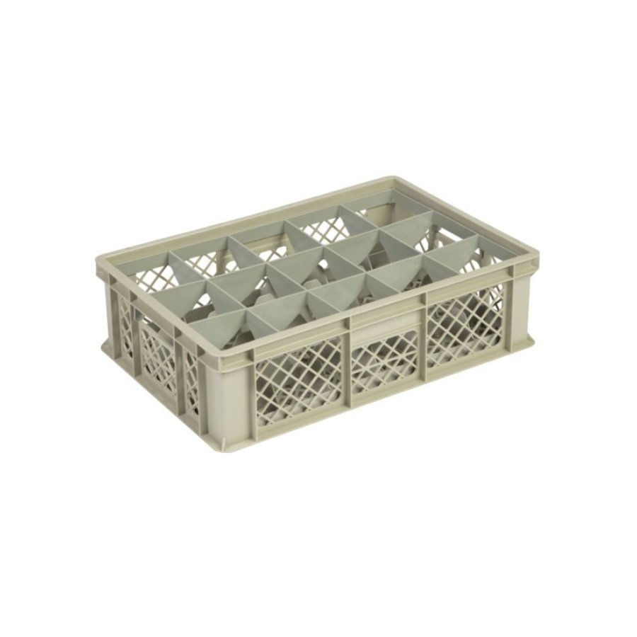 Beige Plastic crate | L60xW40xH17 cm | MAX. height glasses 1.35cm | 4 sizes