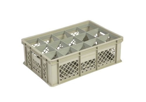  HorecaTraders Beige Plastic crate | L60xW40xH20 cm | MAX. height glasses 15.9 cm | 4 formats 