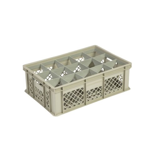  HorecaTraders Caisse en plastique beige | L60xL40xH20 cm | MAX. hauteur des lunettes 15,9 cm | 4 tailles 
