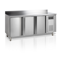 Freezer workbench with splashback stainless steel 3 doors