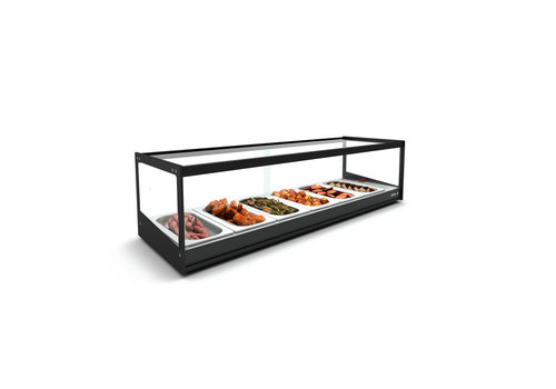  HorecaTraders Vitrine chauffante | Tapas | Verre trempé | Disponible en 2 tailles 