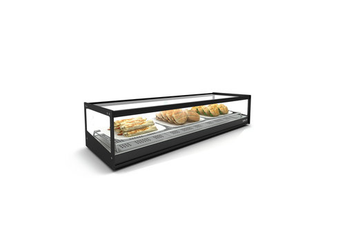  HorecaTraders Warme vitrine | Max temp. 60 graden | Zwart | 2 Formaten 