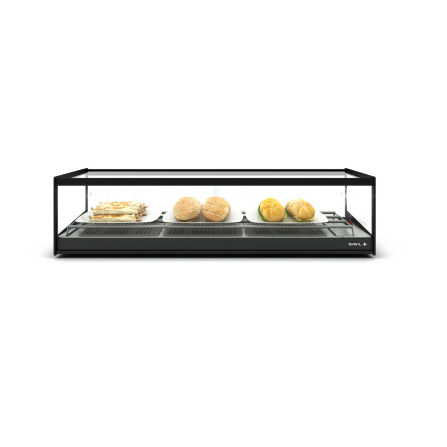 Warme vitrine | Max temp. 60 graden | Zwart | 2 Formaten