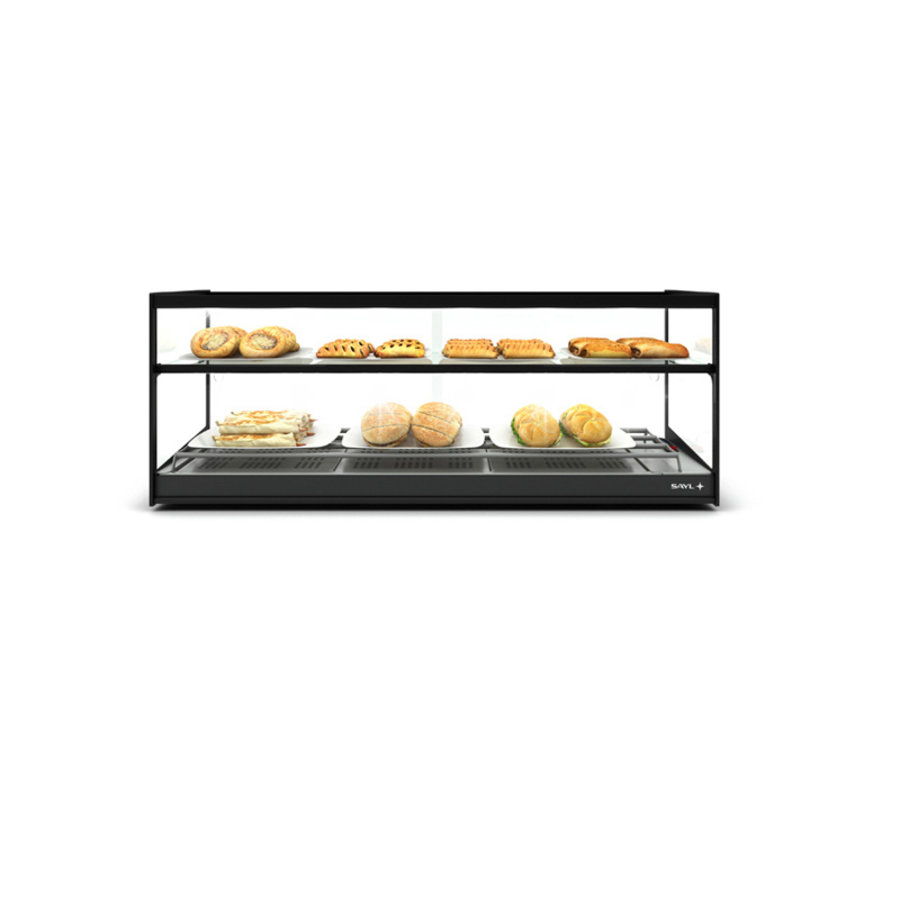 Heated showcase | Hot food | Tempered glass | Available in 2 sizes