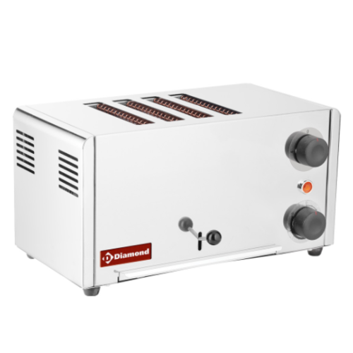  HorecaTraders Elektrischer Toaster aus Edelstahl | 4 Scheiben | 43x20xH24 cm | 
