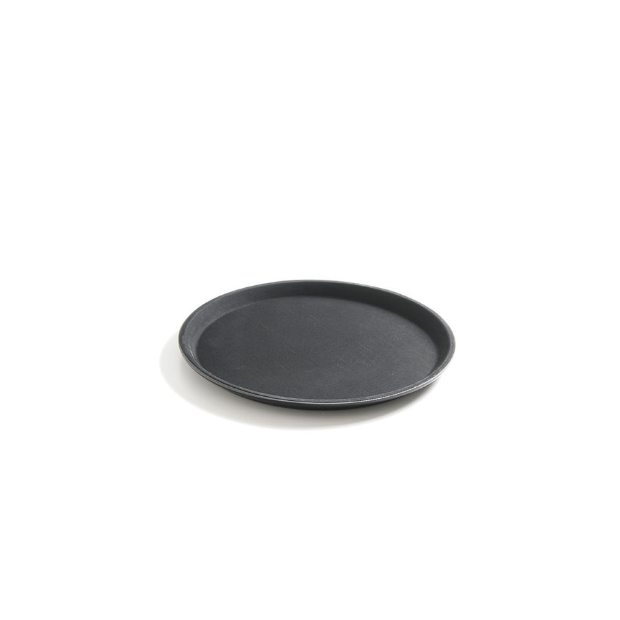 Plateau rond en fibre antidérapant noir | 5 formats