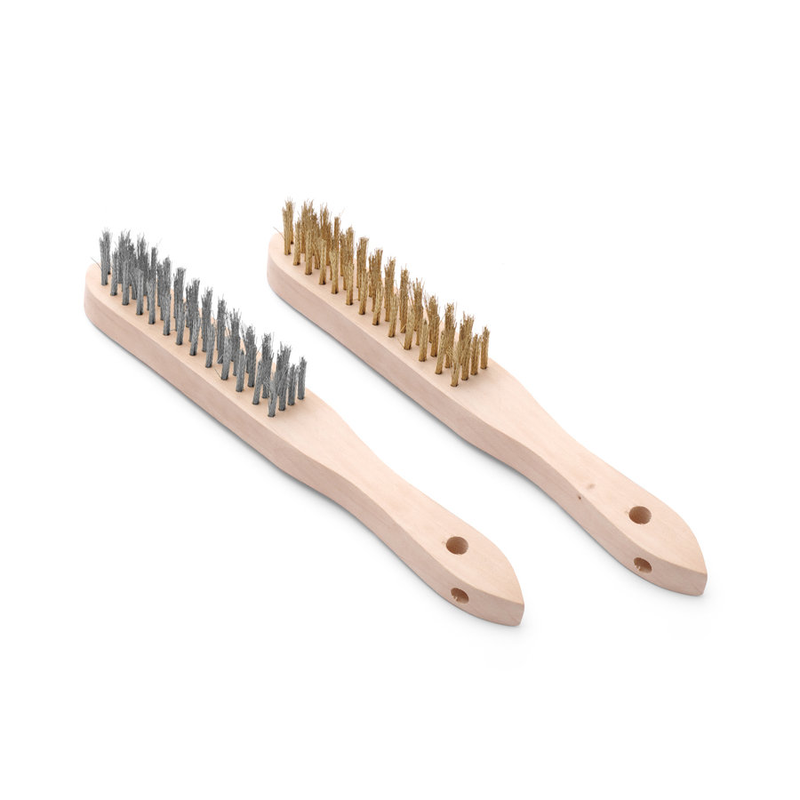 brosse en fil d'acier | ensemble de 2 | Laiton et acier inoxydable