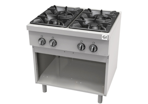  HorecaTraders Cuisinière à gaz | 4 brûleurs | acier inoxydable | 21,7 kW 
