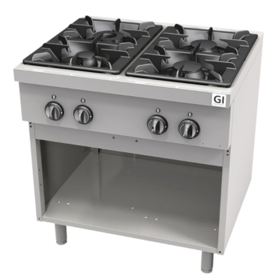 Cuisinière à gaz | 4 brûleurs | acier inoxydable | 21,7 kW