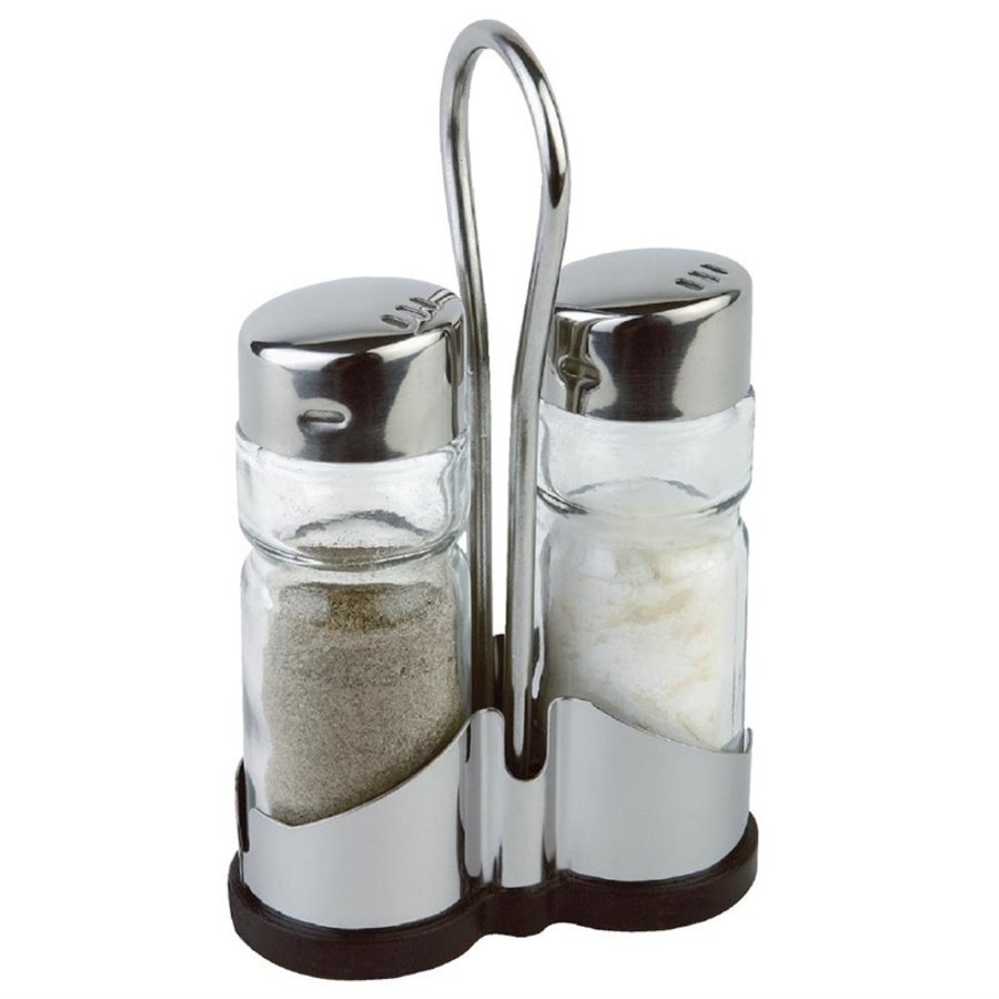 APS salt and pepper shakers with holder