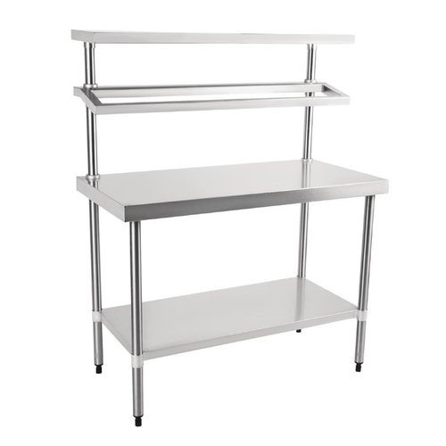  Vogue Stainless Steel Work Table With Wall Shelves | 150(h) x 120(w) x 60(d)cm 