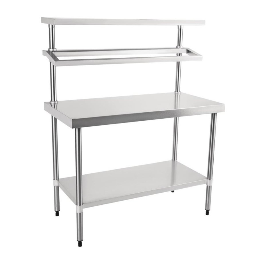 Table de travail en acier inoxydable avec étagères murales | 150(h) x 120(l) x 60(p)cm