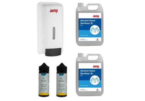  Jantex distributeur de rabais groupés | 2x 5L gel mains 70% | 2x 120 ml de gel pour les mains 70% 