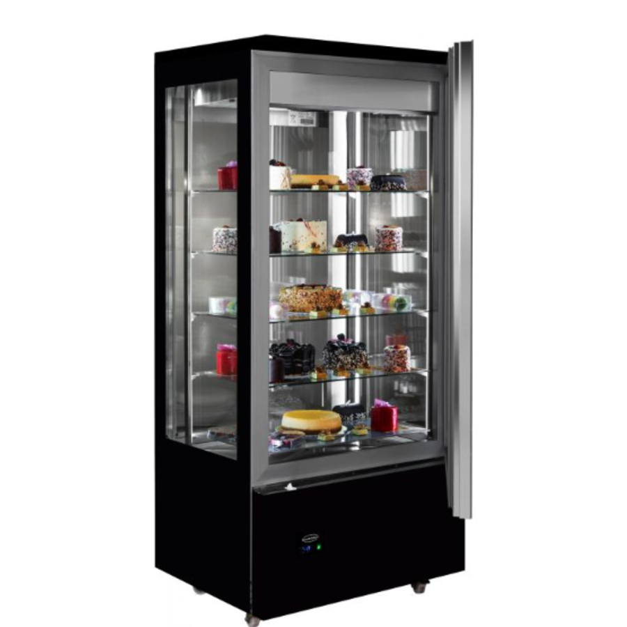 Vitrine réfrigérée pour pâtisseries | noir | acier inoxydable | Éclairage LED