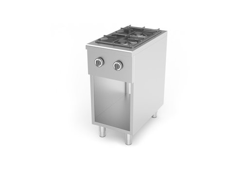  HorecaTraders Stainless Steel Gas Stove | 2 burners | 40x70x85 cm | 2x 6.5 kW 