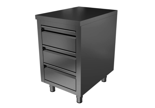  HorecaTraders Table de travail avec 3 tiroirs | Acier inoxydable 