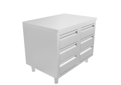 HorecaTraders Table de travail avec 6 tiroirs | 850H x 1000L x 700P MM 