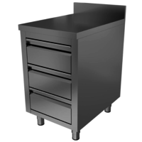 Work table with 3 drawers | stainless steel