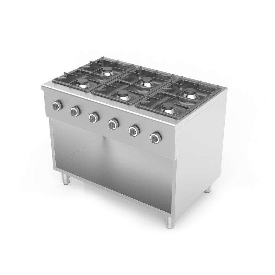 Cuisinière à gaz en acier inoxydable | 2 brûleurs | 40x70x85 cm | 2x 6,5 kW