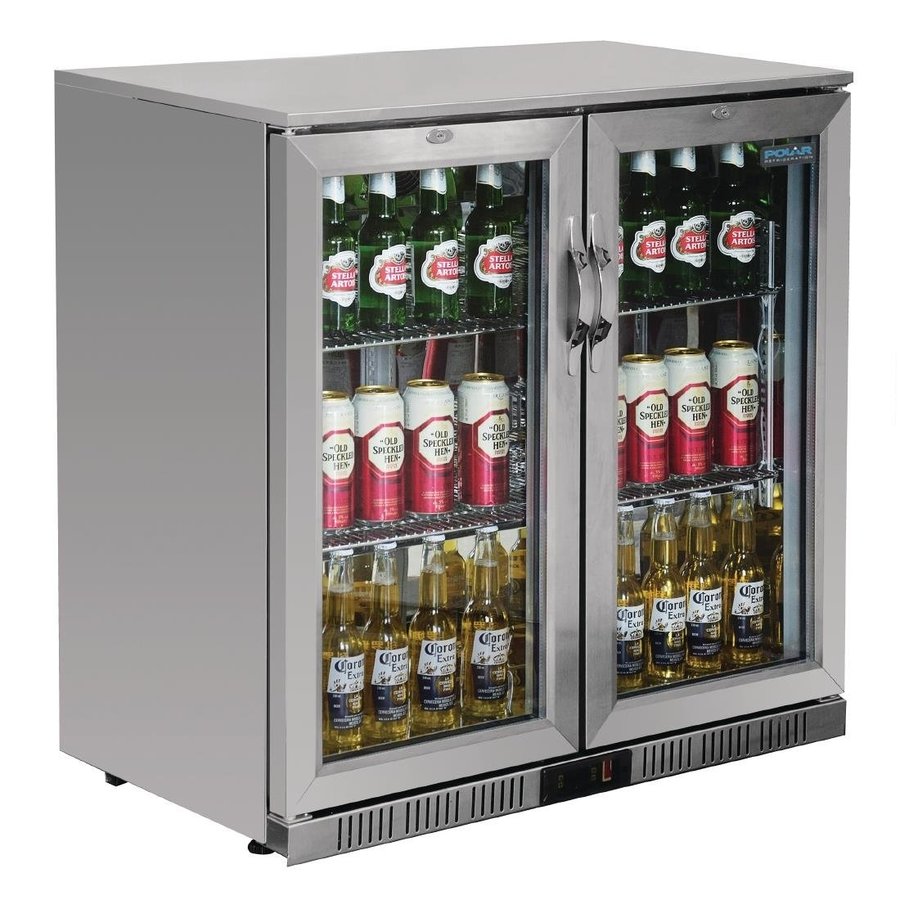 Bar réfrigéré à 2 portes avec portes battantes | acier inoxydable | 208L