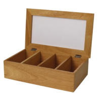 boîte à thé en bois d'hévéa | 9 cm (h) x 33,5 cm (l) x 20 cm