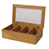 hevea wooden tea box | 9cm(h) x 33.5cm(w) x 20cm