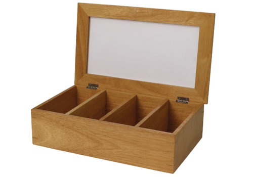  Olympia boîte à thé en bois d'hévéa | 9 cm (h) x 33,5 cm (l) x 20 cm 