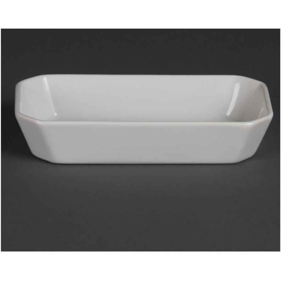 Amuse-gueules rectangulaires en faïence blanche 185 mm (6 pièces)