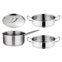 Stainless Steel Saucepan and Steamers | 3-Piece Set
