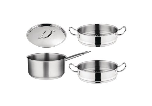  Vogue Stainless Steel Saucepan and Steamers | 3-Piece Set 