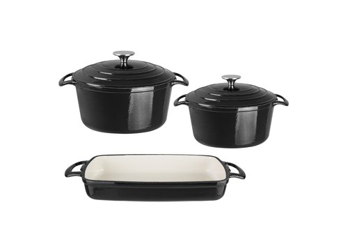  Vogue Frying Pans and Oven Dish | 3 Piece Set | Cast iron | Non-stick layer 