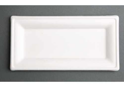  HorecaTraders Assiettes en bagasse | Compostable | Rectangulaire | 258 mm | (50 pièces) 