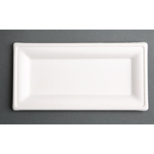 HorecaTraders Assiettes en bagasse | Compostable | Rectangulaire | 258 mm | (50 pièces) 