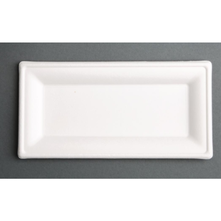 Assiettes en bagasse | Compostable | Rectangulaire | 258 mm | (50 pièces)