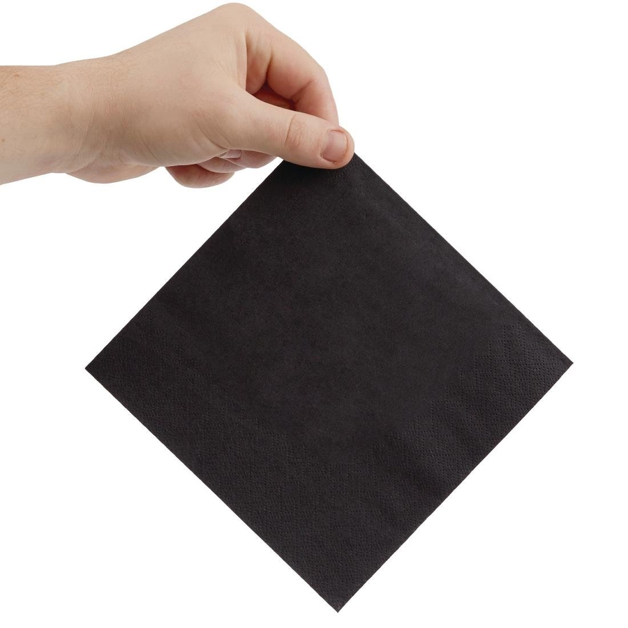 Serviettes de table | 1/4 pli | Noir | 330 mm (2000 pièces)