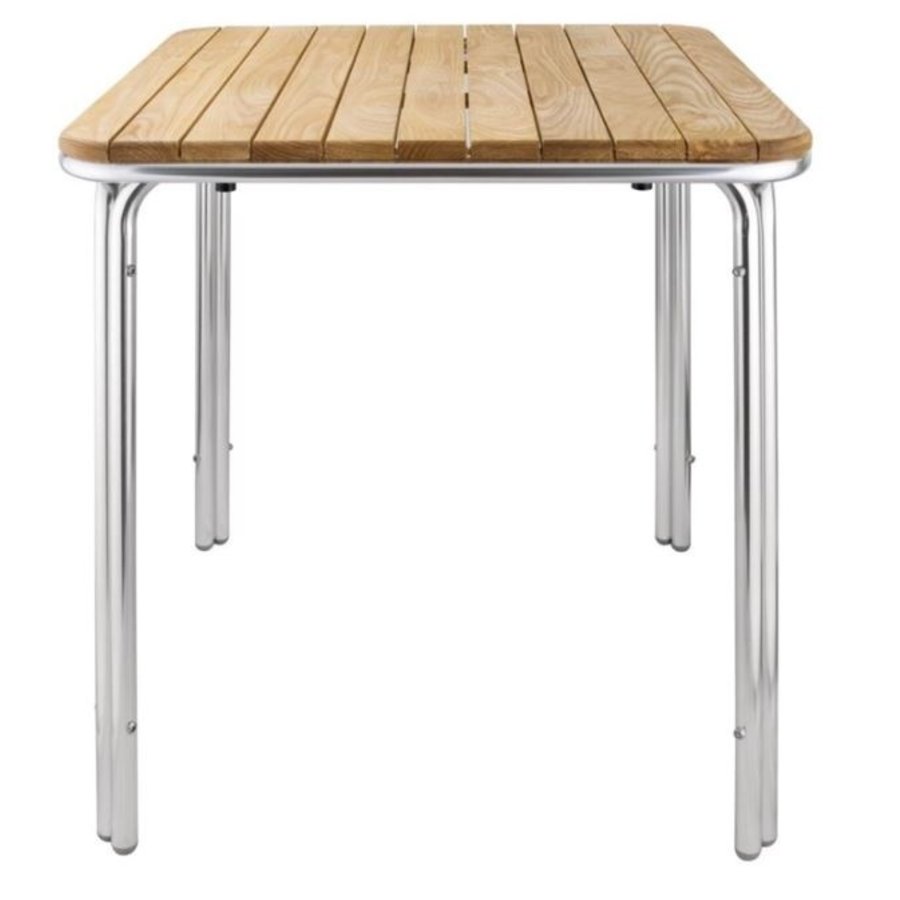 stackable table 70cm square ash/aluminium legs
