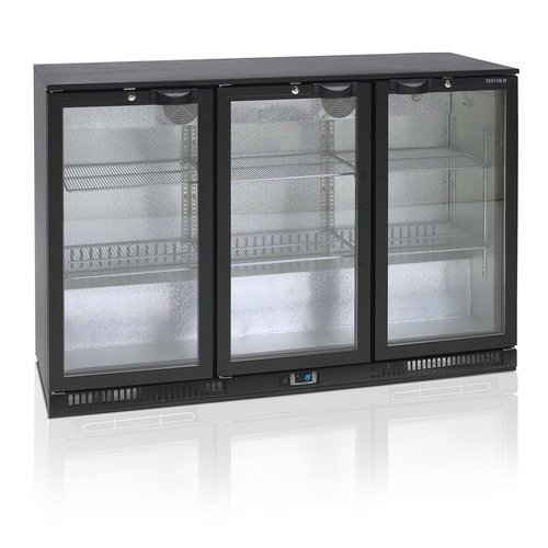  HorecaTraders Bar fridge | Black | 3 doors | Includes lock 