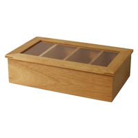 boîte à thé en bois d'hévéa | 9 cm (h) x 33,5 cm (l) x 20 cm