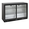 HorecaTraders Bar fridge | Black | 2 Glass Sliding Doors | 328L
