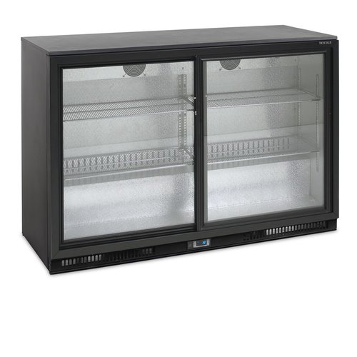  HorecaTraders Barkühlschrank | Schwarz | 2 Glasschiebetüren | 328L 