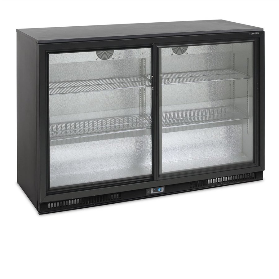 Bar fridge | Black | 2 Glass Sliding Doors | 328L